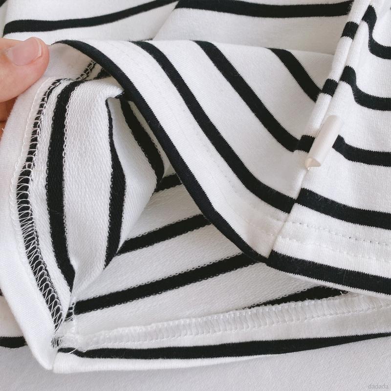 *HAHA GIRL*Autumn 0-2 Year-old Male And Female Baby Bottoming Shirt Korean Version Of Simple Striped Sleeve Shirt White