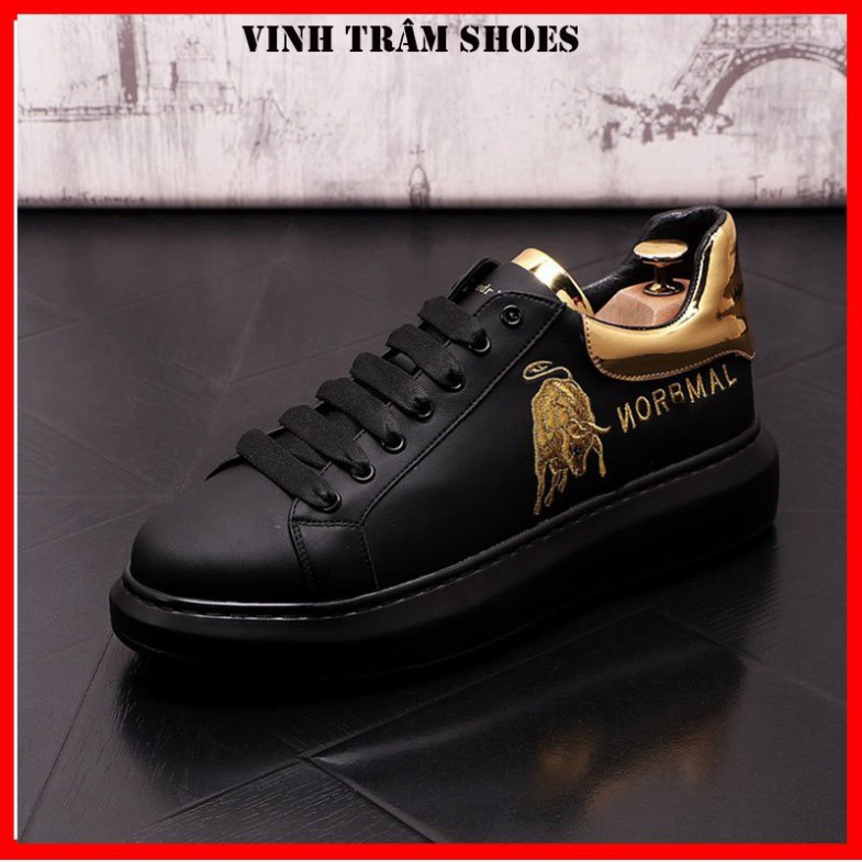 Giày thể thao nam sneaker đế cao 5 cm hai màu trắng đen , hàng sẵn kho 38 -43 [ Hoàn xu ]
