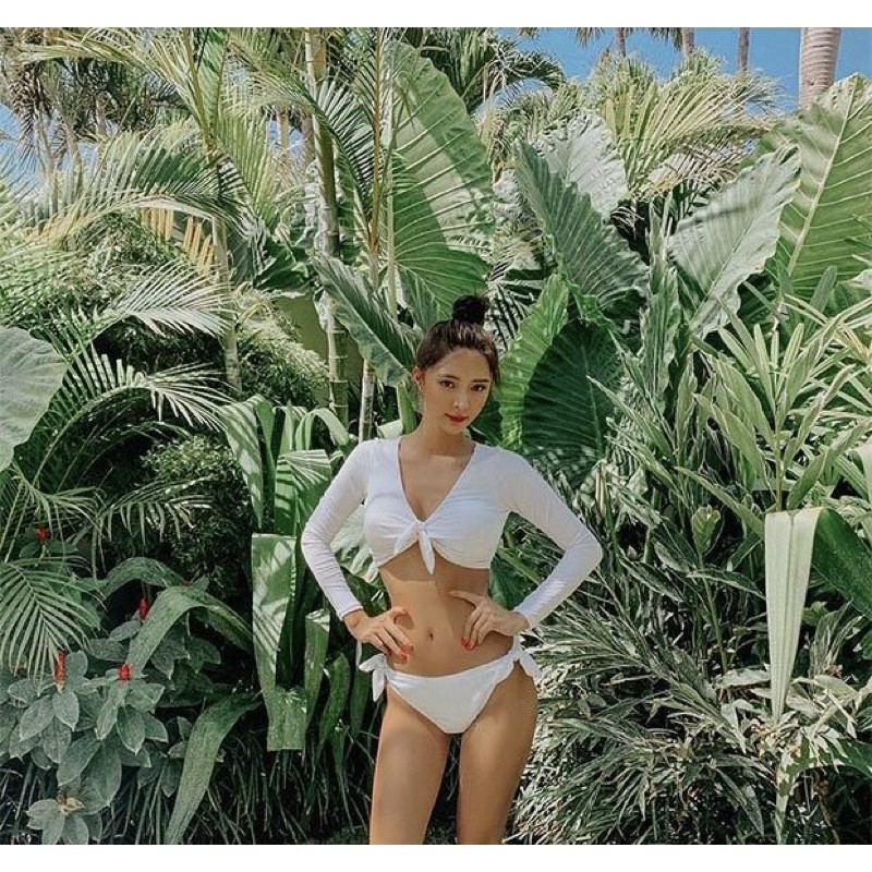 [ẢNH THẬT] Bikini Đồ Bơi Nữ 2 Mảnh Trắng Dài Tay (Mẫu Giống Lan Ngọc) | BigBuy360 - bigbuy360.vn