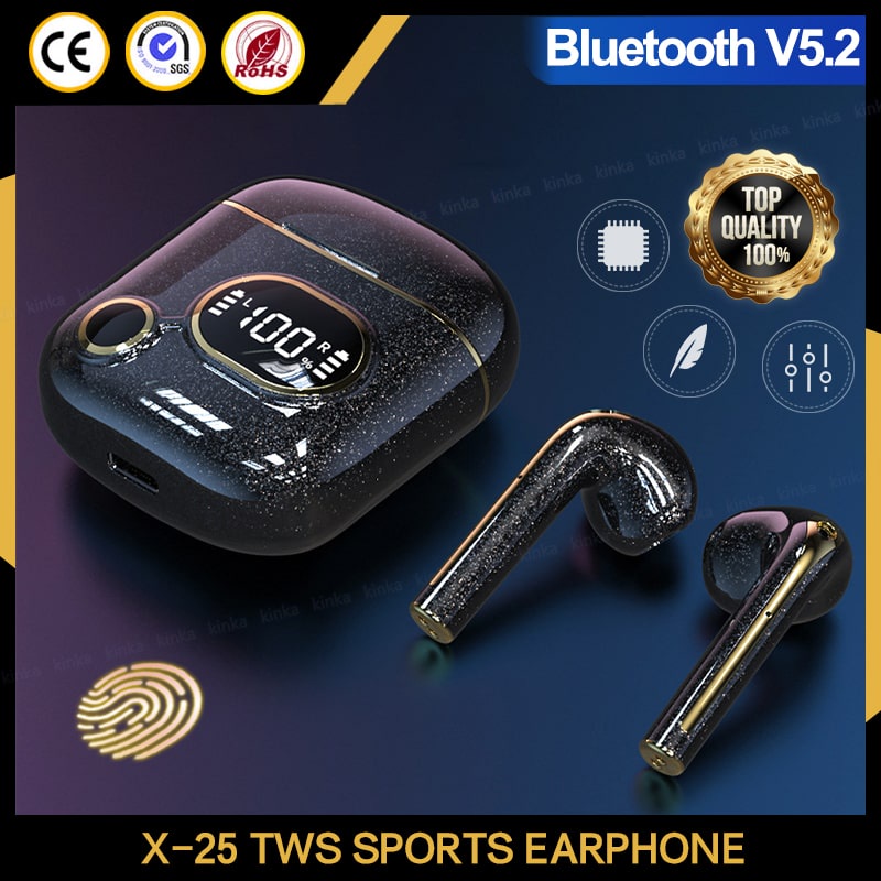 Tai Nghe Nhét Tai X25 TWS Bluetooth 5.2 Không Dây Âm Thanh Nổi Màn Hình LED Cảm Ứng Tiếng Ồn Phong Cách