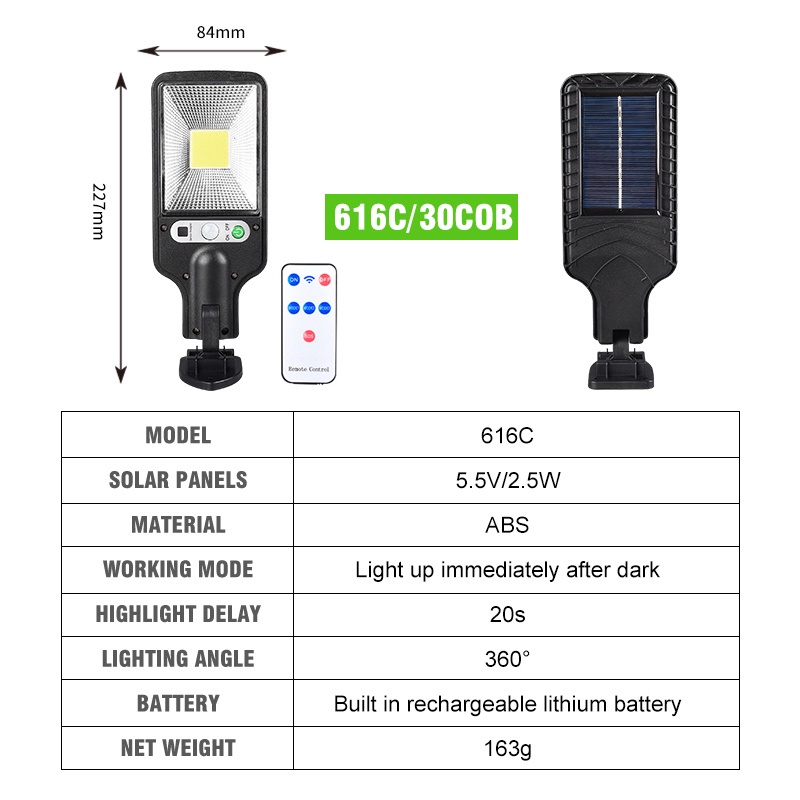 Đèn LED 6 cob cảm biến năng lượng mặt trời chống thấm nước gắn tường ngoài trời
