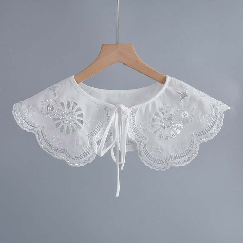 Cổ Áo Ren Rỗng Thêu Ngôi Sao Đính Sequin Có Thể Tháo Rời Cho Nữ