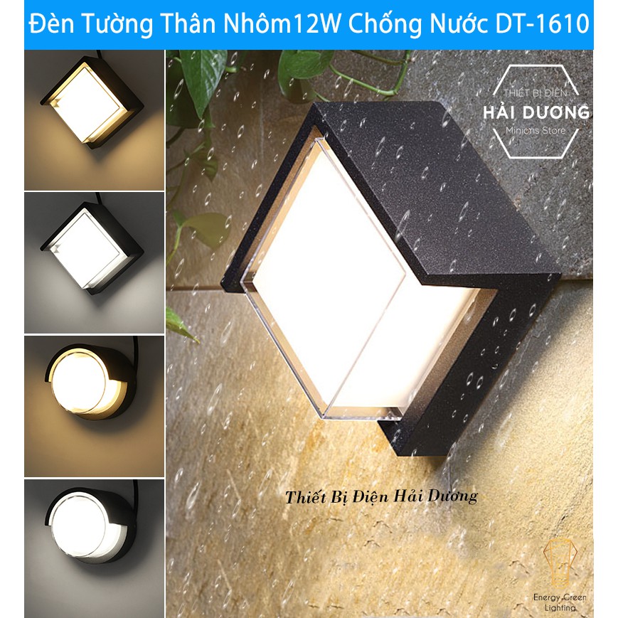 Đèn tường đèn hiên nhà đèn gắn cổng nhôm chống nước cao cấp ánh sáng Led phong cách Bắc Âu DT-1610 12w