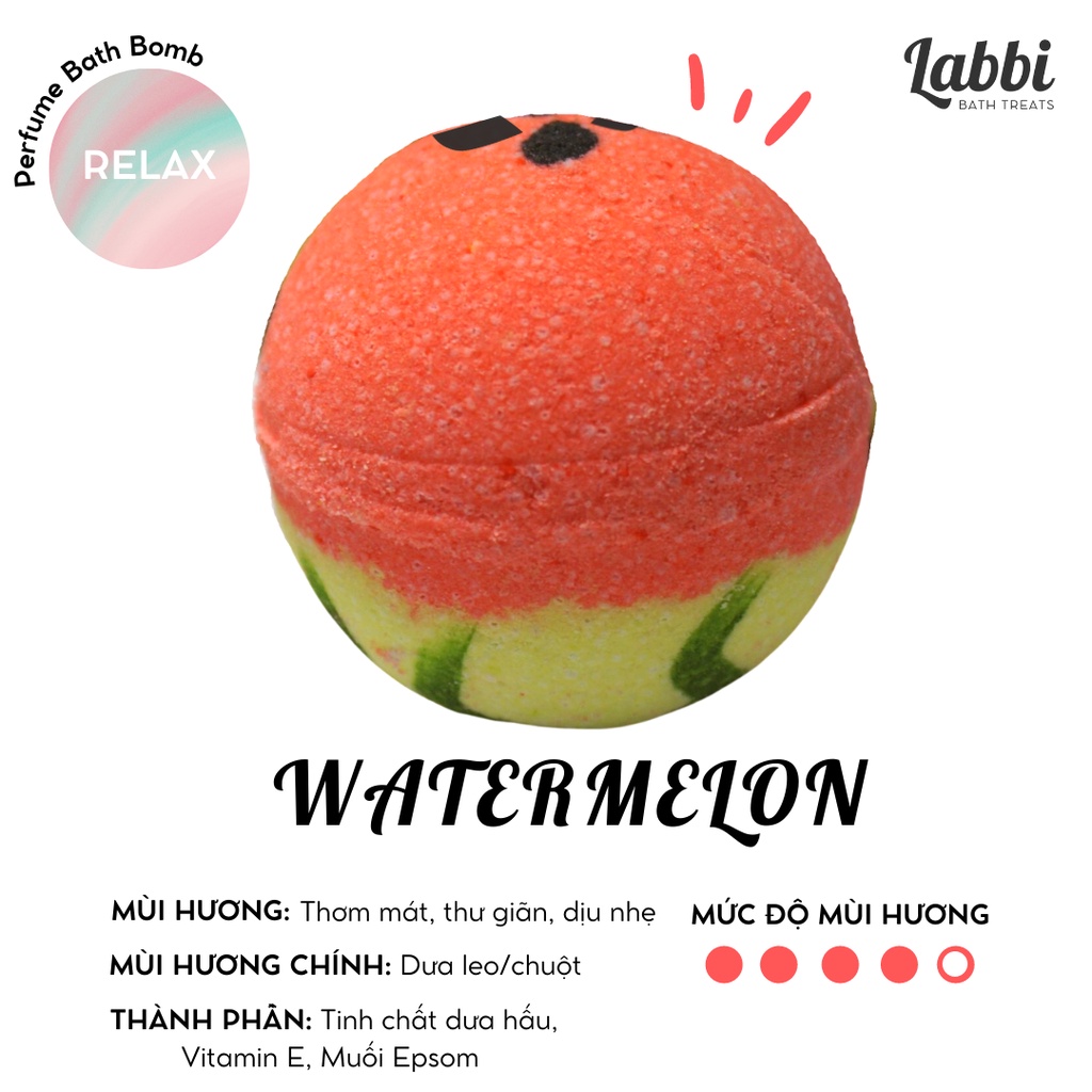 WATERMELON [Labbi] Bath bomb / Viên sủi bồn tắm / Bom tắm