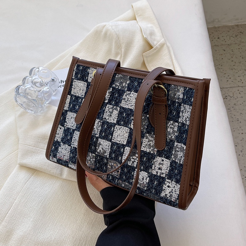 Túi Đeo Vai Bằng Vải canvas Hoa Văn Kẻ Ô Thời Trang Dành Cho Nữ