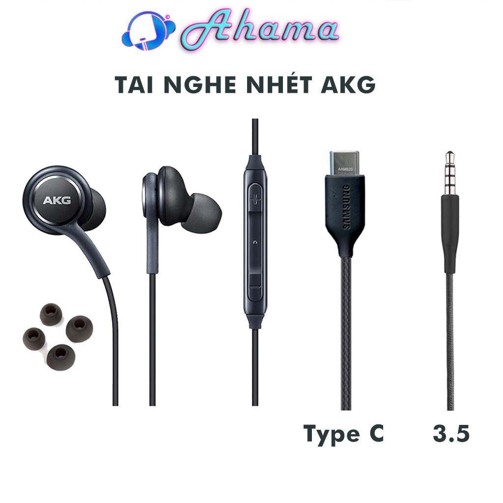 Tai nghe nhét tai AKG samsung S8 S9 S10 S20 S21 S22 Note 8 Note 9 Note 10 Note 20 jack type C - 3.5mm