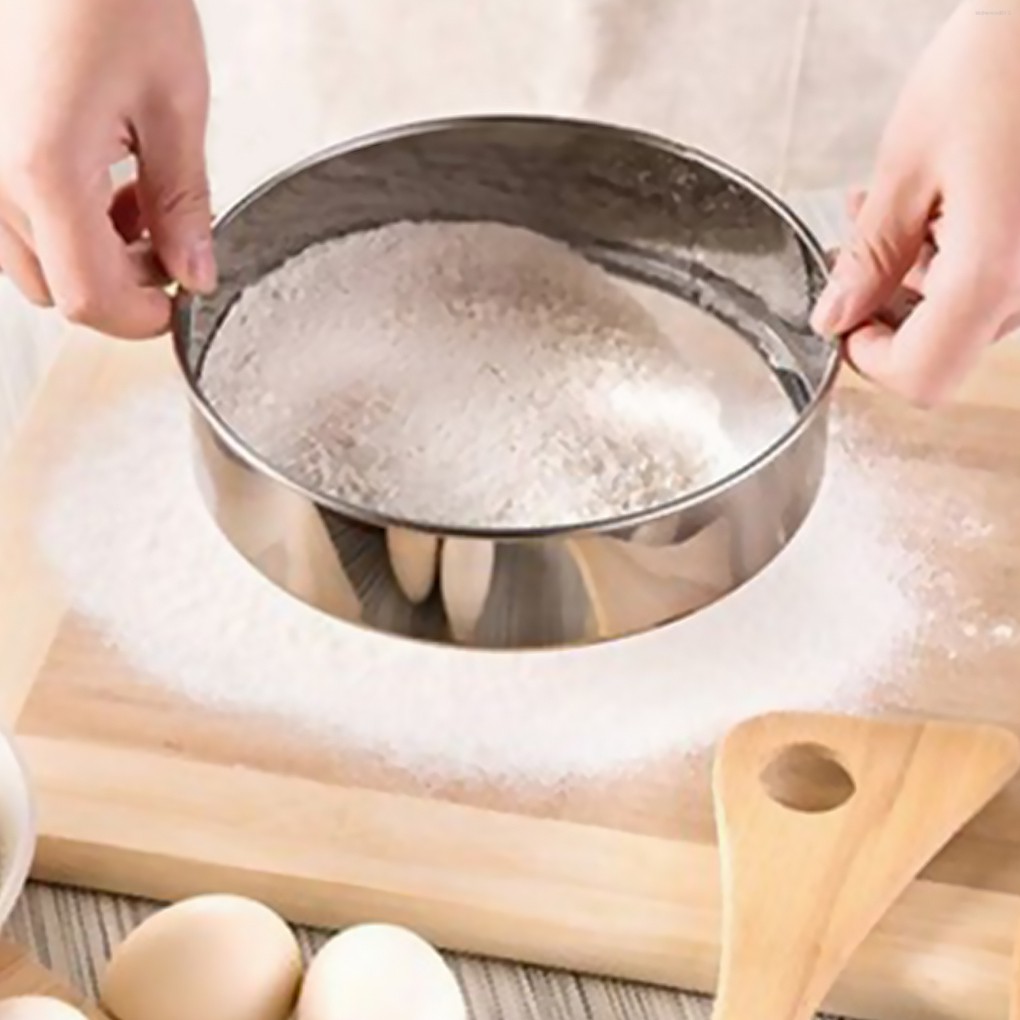 Stainless Steel Flour Sieve Baking Tool Kitchen Super Fine Round Flour Sugar Powder Sieve Colander  Kitchentool
