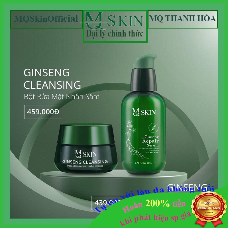 Combo Serum Thay Da Nhân Sâm và Bột Rửa Mặt Tái Tạo Da Nhân Sâm Mq Skin Chính Hãng