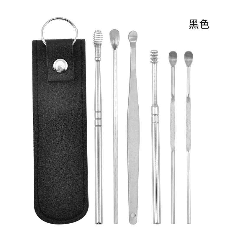 Dụng Cụ Lấy Ráy Tai 6 Món Không Rỉ, Bộ Ngoáy Tai Chuyên Dụng Inox