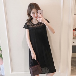 Đầ [ ĐẦM BẦU CAO CẤP] m von fazen cổ màu đen mang phong cách hàn quốc