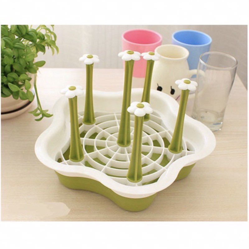 Úp ly, Cốc chống đổ 6 cốc - 8 cốc có thể tháo rời tiện lợi, Khay úp cốc hình bông mai xinh xắn - MS6218