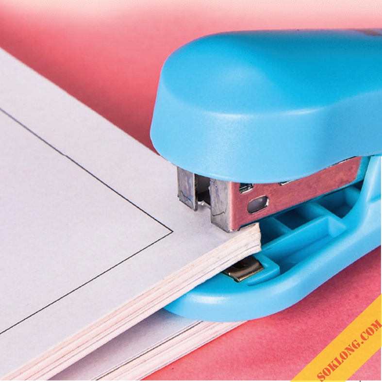 Bấm ghim mini Pastel K72 kèm hộp 400 đạn ghim sẵn SOKLONG, dập kim giấy kẹp ghim tiện lợi