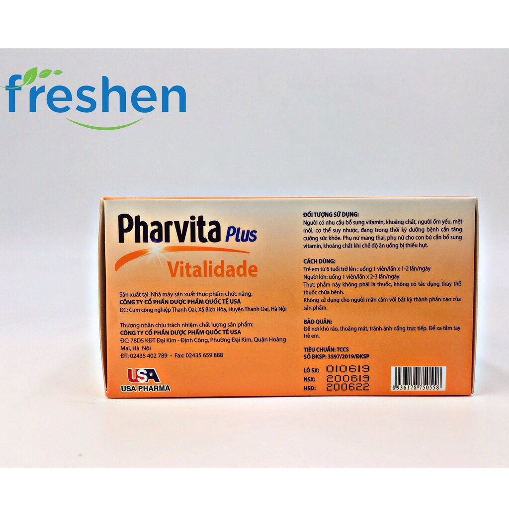 Pharvita Plus bổ sung vitamin và khoáng chất cho cơ thể tăng cường sức đề kháng 60 viên | BigBuy360 - bigbuy360.vn