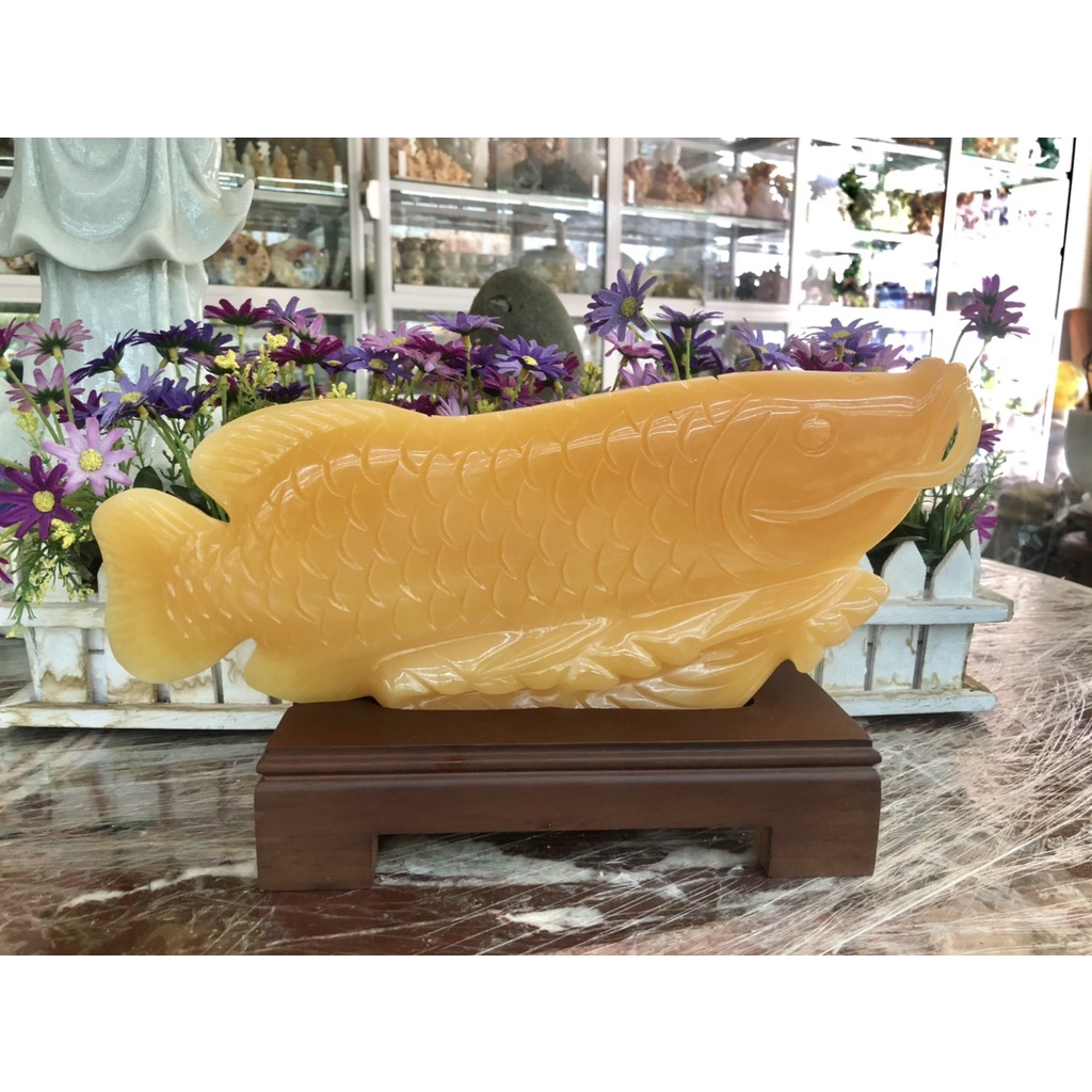 Tượng Cá Rồng phong thủy tài lộc đá Ngọc hoàng long - Dài 34 cm