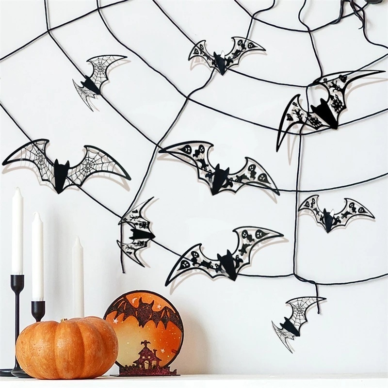 Miếng Dán Tường / Cửa Sổ Bằng PVC Hình Dơi Đen 3D Trang Trí Halloween DIY