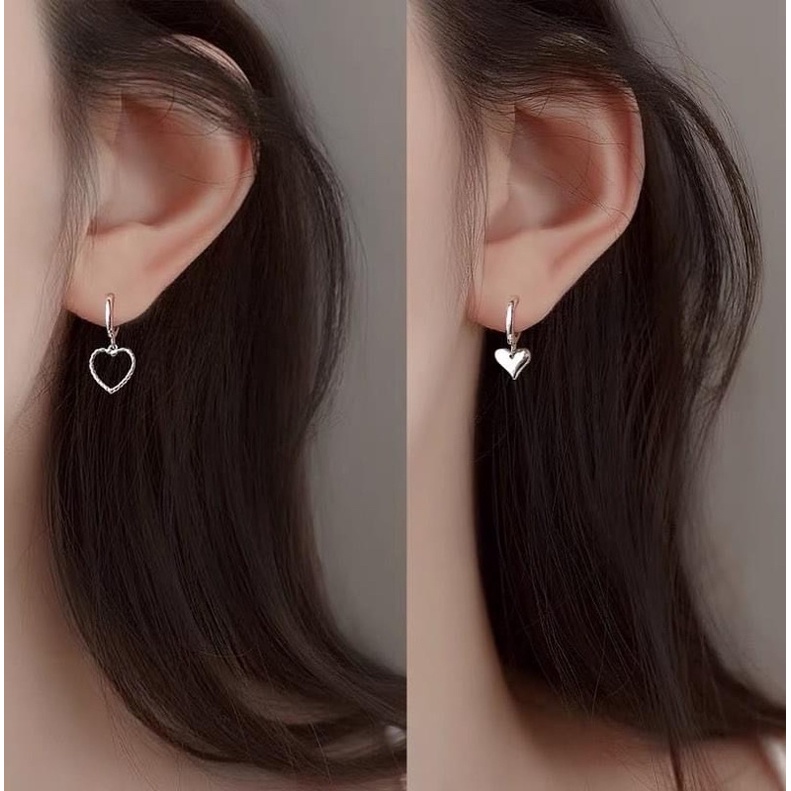 (Nhiều mẫu) 1 đôi khoen bông tai trái tim dễ thương