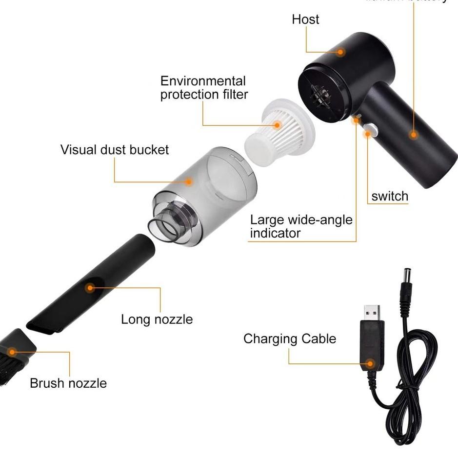 [THANH LÝ] Máy Hút Bụi Mini Không Dây 2 Trong 1 Tiện Dụng Cho Xe Hơi [ TÍCH ĐIỆN- KHÔNG DÂY]  Vega365
