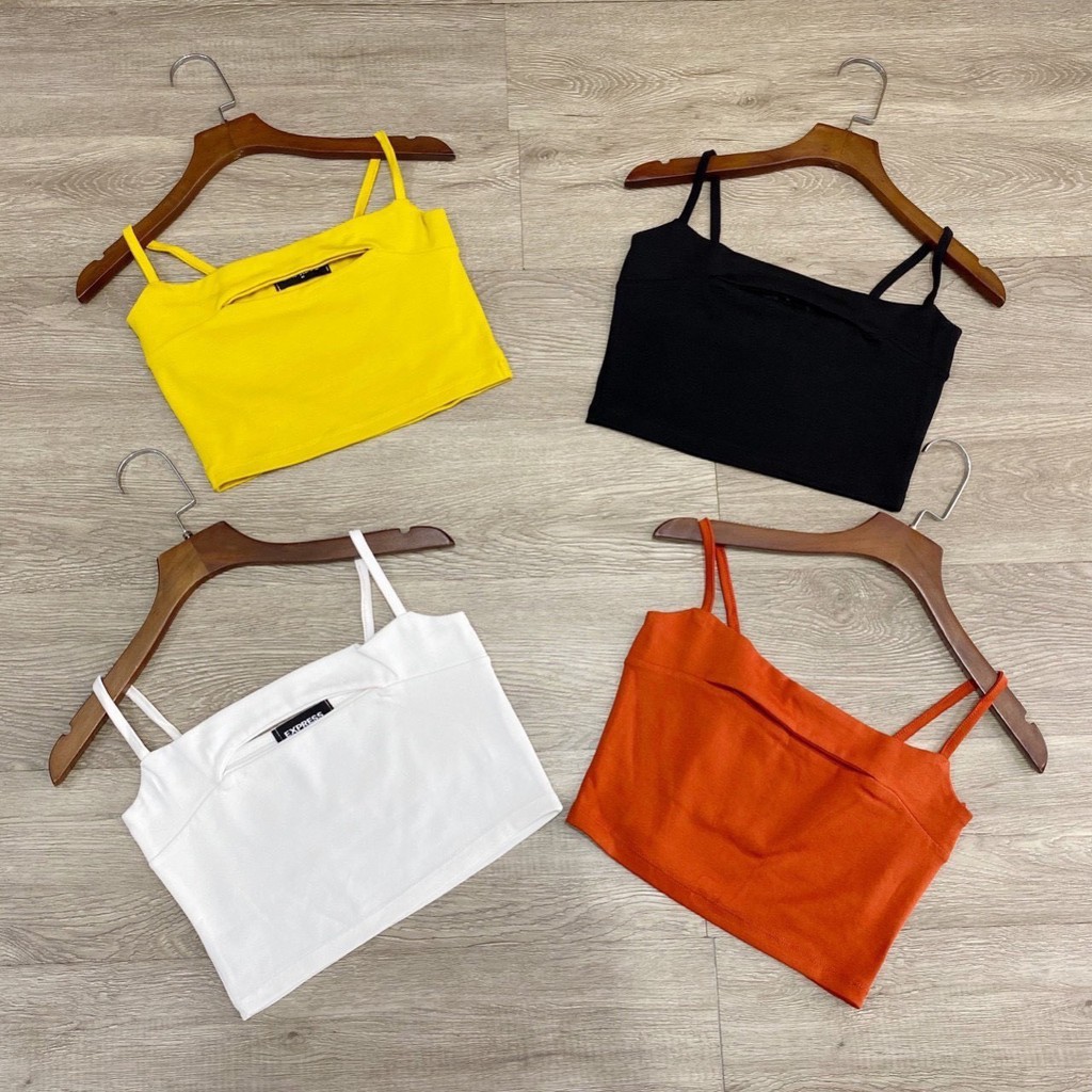 [ Mã WASTAPR giảm 10K đơn 50K] Áo hai dây croptop kiểu xẻ ngang ngực sexy | BigBuy360 - bigbuy360.vn
