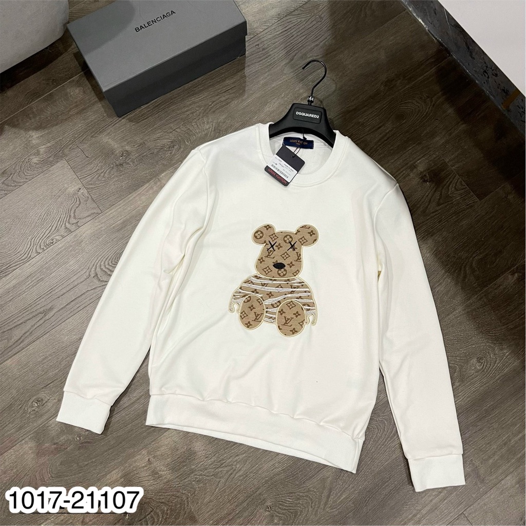 Áo Sweater Nam Lv Họa Tiết Hình Gấu Thêu Cao Cấp - Áo Nỉ Nam Nữ Lv Chất Nỉ Da Cá Ấm Áp DT STORE MENWEAR