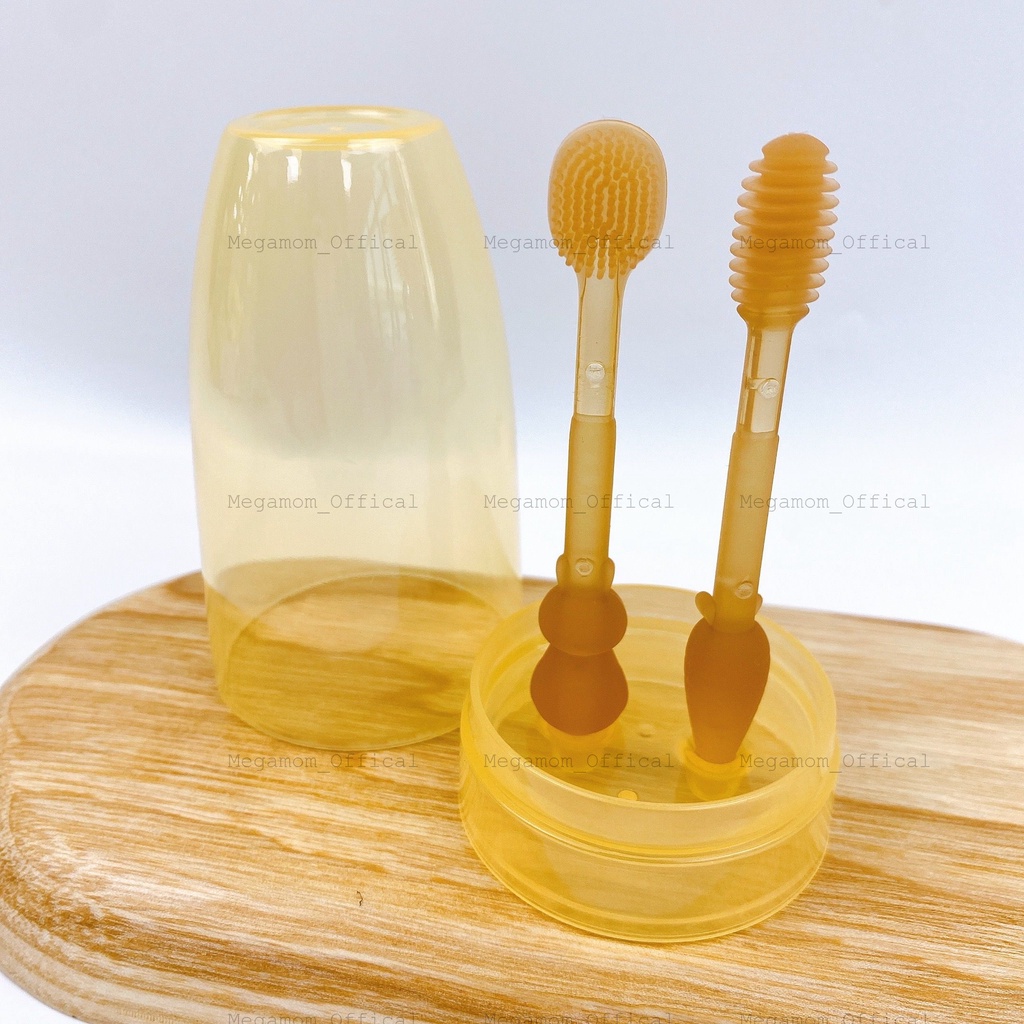 Rơ lưỡi và bàn chải silicon chải sạch hơn chống tưa lưỡi cho bé 0-2 tuổi