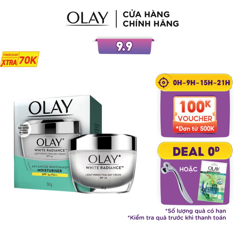 [Mã COSPGSBD  giảm 8% đơn 250K] Kem Dưỡng Trắng Da Ban Ngày Olay White Radiance Light Perfecting Day Cream SPF24 50g