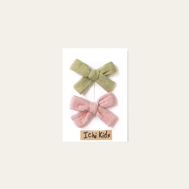 Set kẹp nơ vải muslin màu trơn dễ thương