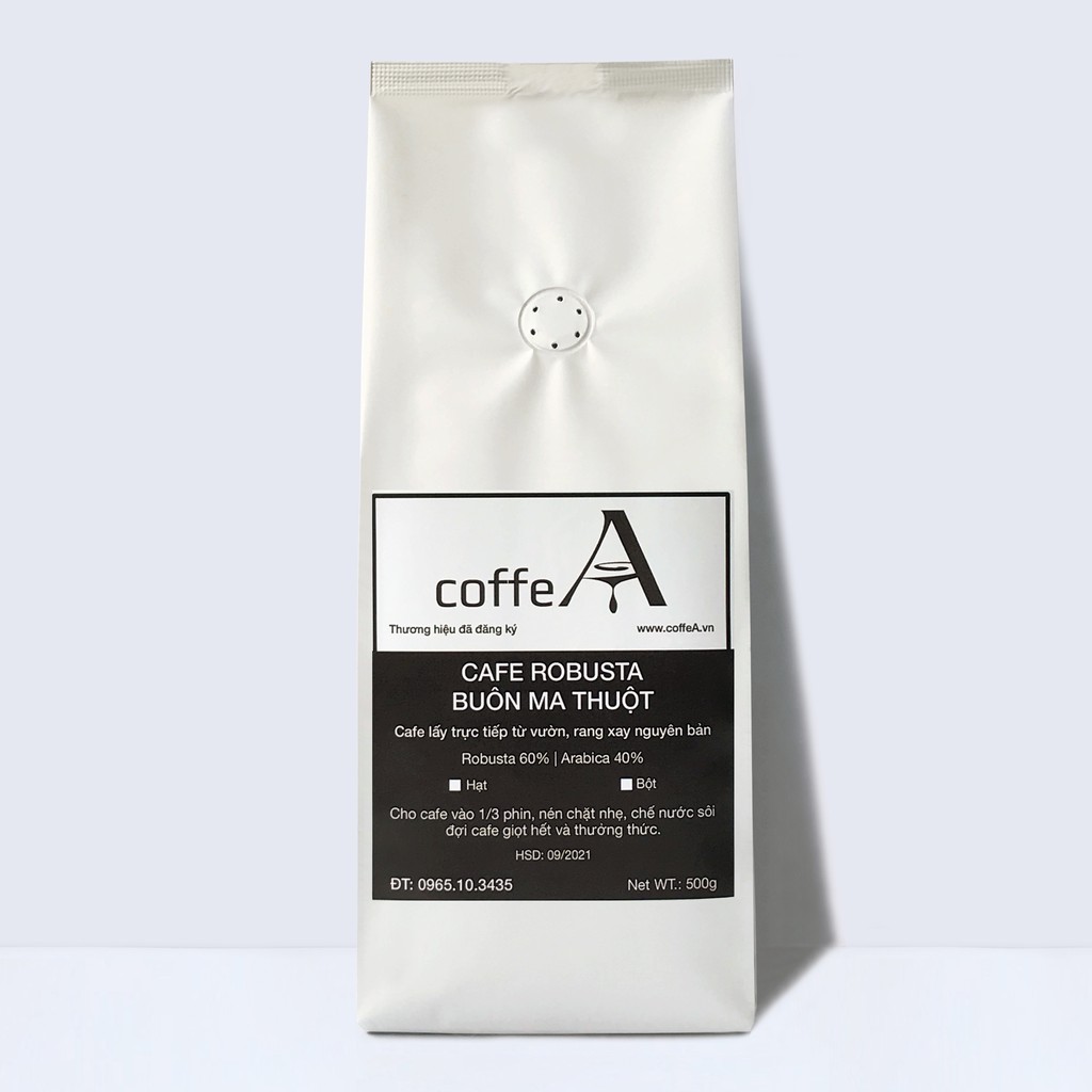 Cafe nguyên chất Robusta Arabica rang xay, cafe sữa, pha phin pha máy coffea 500g 64ra