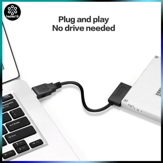 【Hades19】 Usb 2.0 To Mini Sata Ii 7+6 13pin Adapter Converter Cable For Laptop Dvd/cd Rom Slimline Drive