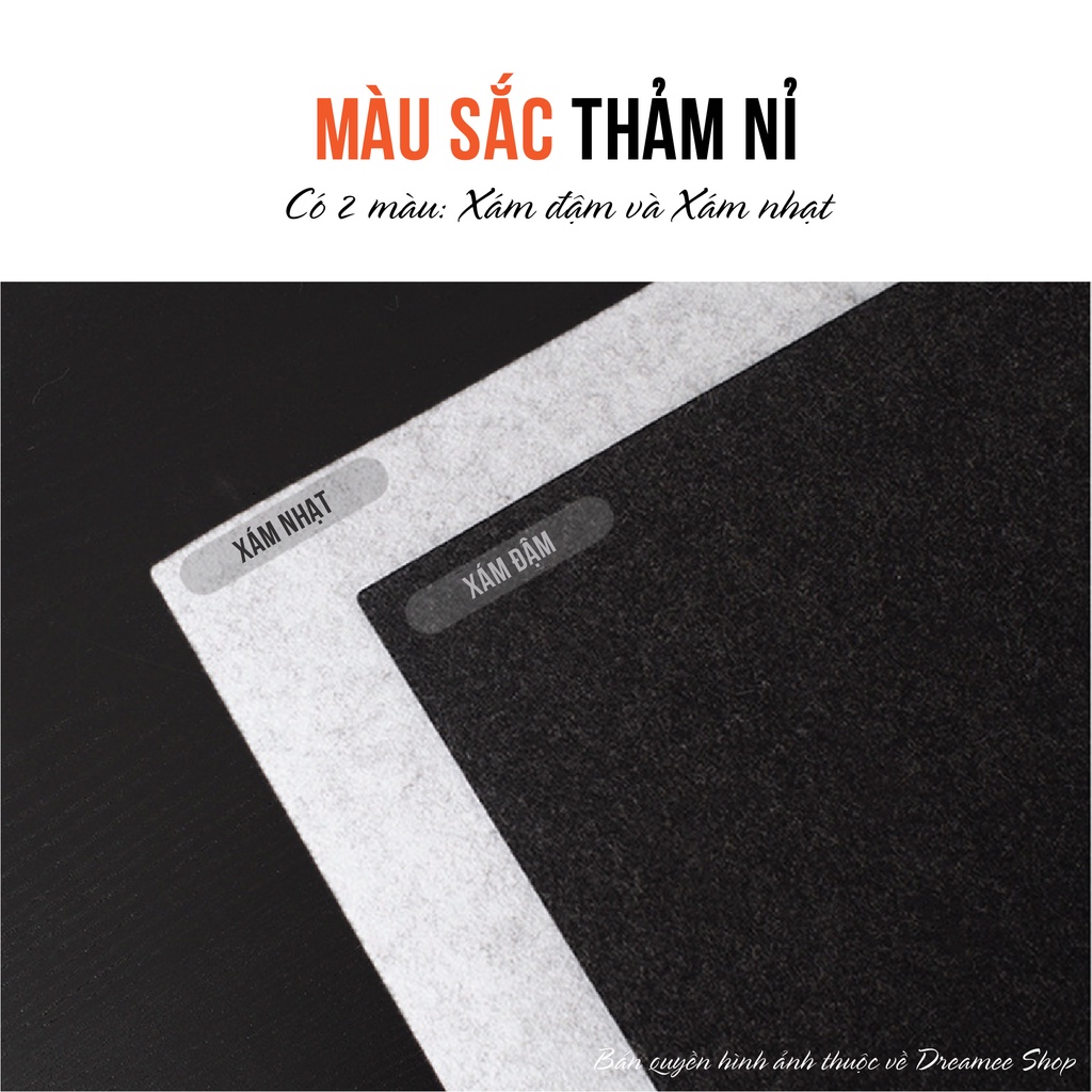 Thảm nỉ trải bàn làm việc Deskpad, Lót chuột nỉ bản dày 3mm, có lớp chống trượt - Deskpad 80x40cm và 120x60cm