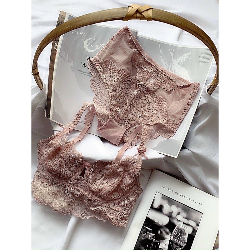 Bộ đồ lót B046 Mand ren nơ có gọng không mút siêu sexy