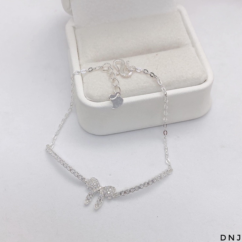 Lắc tay nơ đính đá chuẩn bạc ta xinh xắn - Kho sỉ bạc Nhất Linh