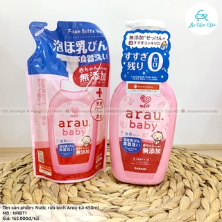 Nước rửa bình sữa nhật bản arau baby dạng chai và túi