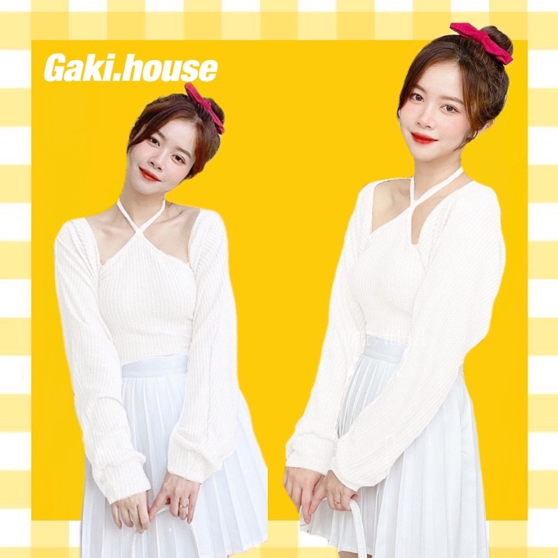 [ Ảnh thật] SET ÁO YẾM KÈM CARDIGAN TAY BỒNG MANG CỰC DỄ THƯƠNG