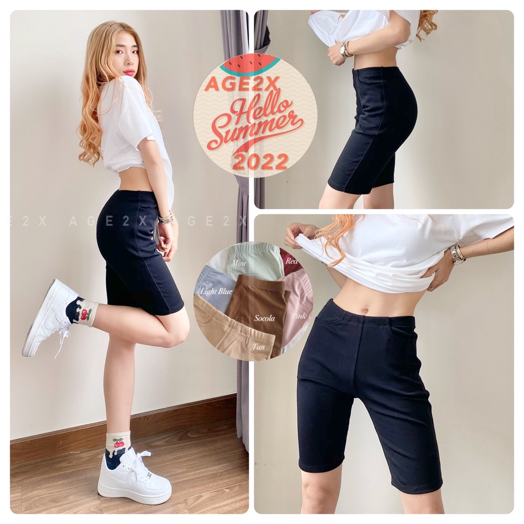 Quần biker short tone pastel chính hãng AGE2X gồm 8 màu rất dễ mặc, đa dạng phong cách.