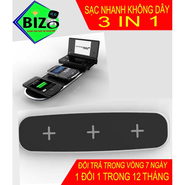 (CAO CẤP - HÀNG CHÍNH HÃNG)Sạc nhanh không dây 3 trong 1