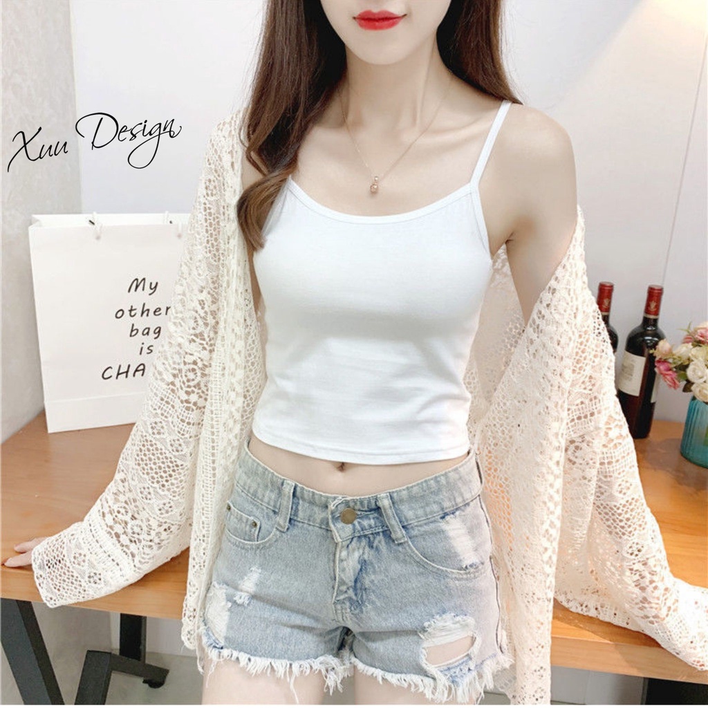 Áo 2 dây trơn basic XUU, chất liệu thun cotton co dãn - AD07 | BigBuy360 - bigbuy360.vn