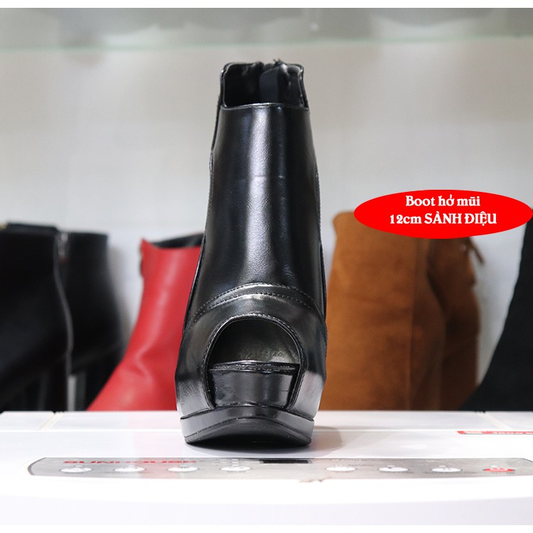 [ Có ảnh thật +video] Giày boot nữ hở mũi cao 12cm HIỆN ĐẠI GBN3401