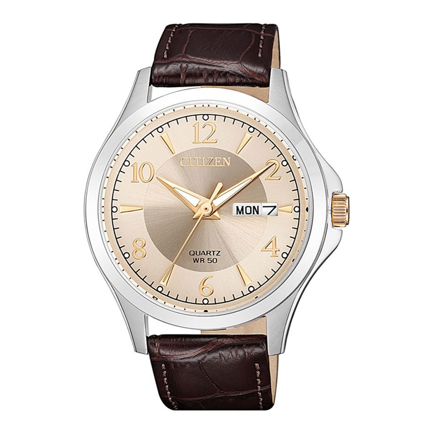 Đồng Hồ Nam Citizen Dây Da BF2009-29X - Mặt Vàng