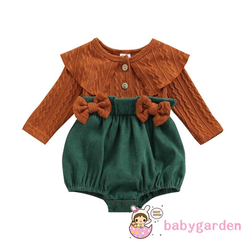 Romper tay dài trang trí nơ thời trang thu đông đáng yêu dành cho bé gái