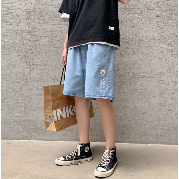 Quần short jean hoa cúc nam nữ Style ulzzang siêu hot | BigBuy360 - bigbuy360.vn