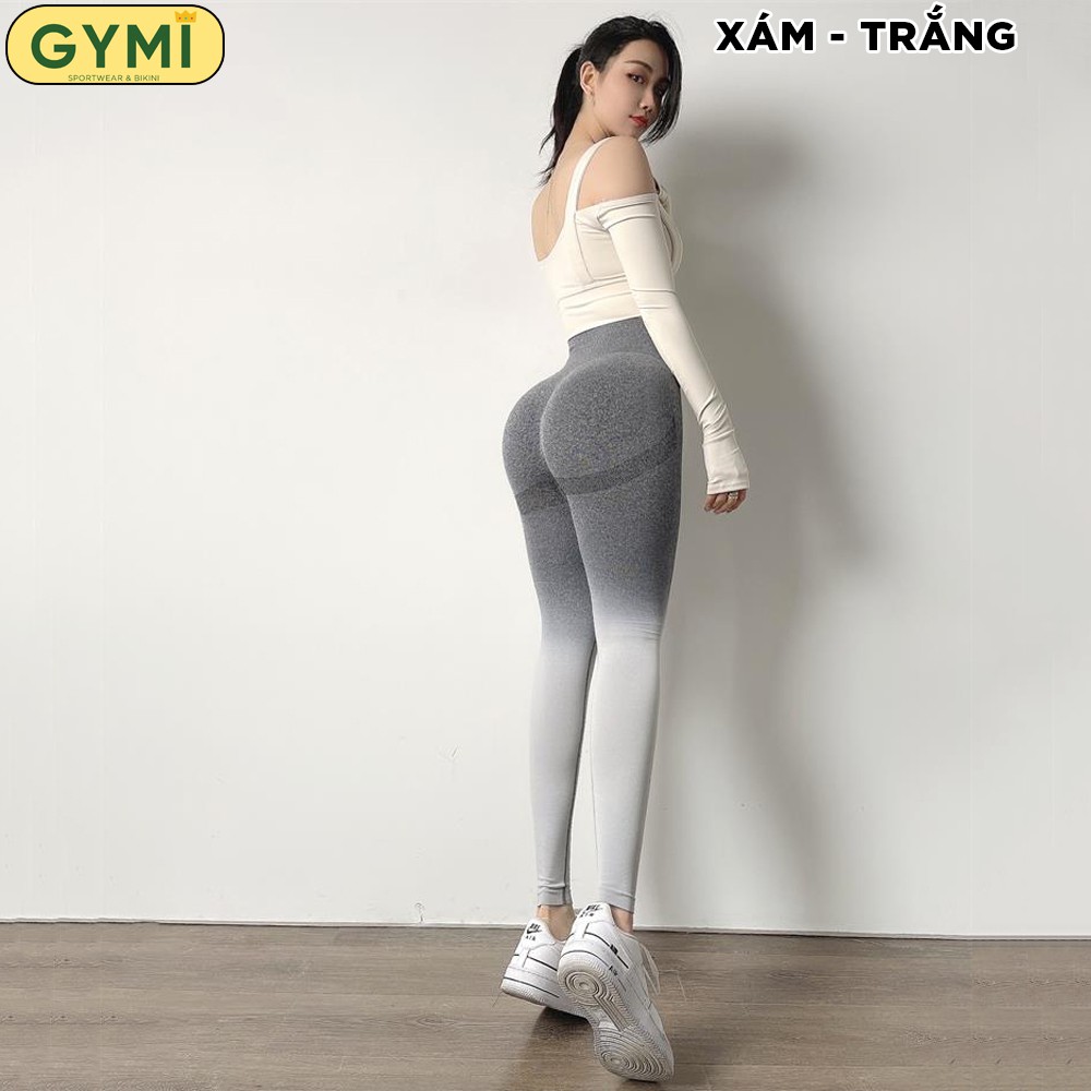 Quần tập gym nữ chun mông GYMI QD36 hãng Mitao Girl dáng legging tập yoga thể thao cạp cao nâng mông màu loang