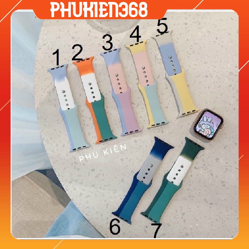 Dây silicone đồng hồ thông minh Apple Watch phối màu đủ  series 6/5/4/3/2