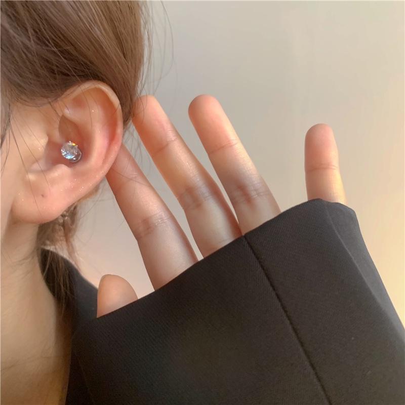 Khuyên Kẹp Tai Đính Đá zircon Từ Tính Phong Cách hip hop Đường Phố Cho Nam Và Nữ