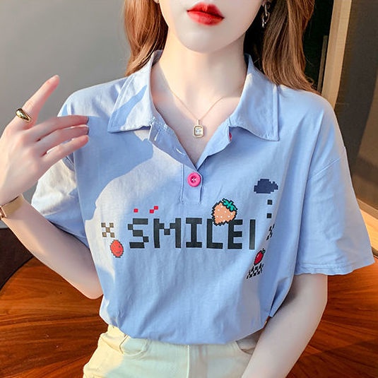 Áo Thun Tay Ngắn Dáng Rộng In Họa Tiết Thời Trang Mùa Hè 2022 Cho Nữ