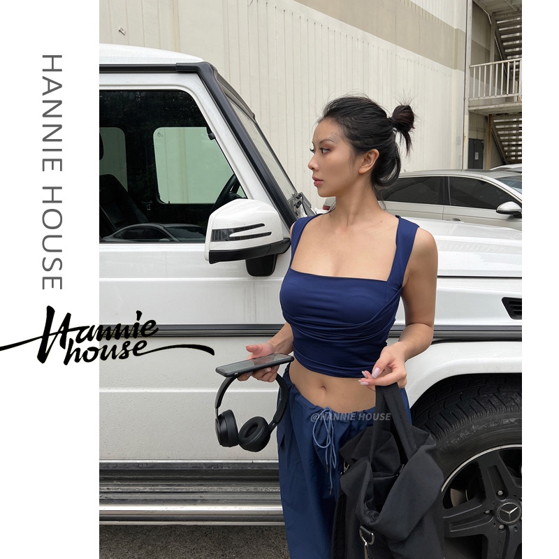 Áo Crop Top Hai Dây Rộng Mùa Hè Có Túi Cho Nữ