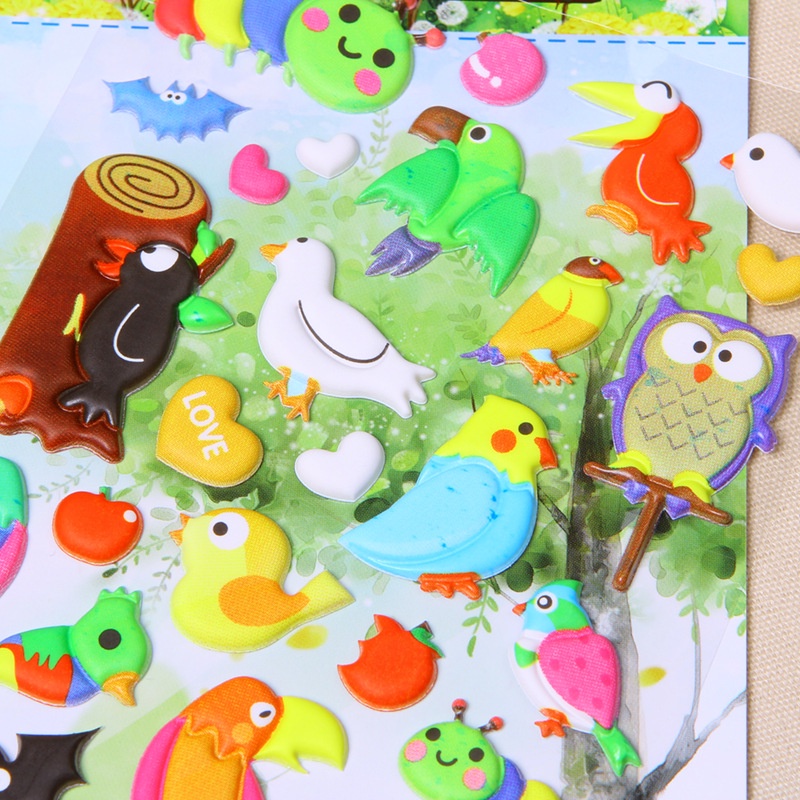 Sticker 3D chống thấm thế giới loài chim dán cho bé đồ chơi dán giải trí học thêm về con vật động vật