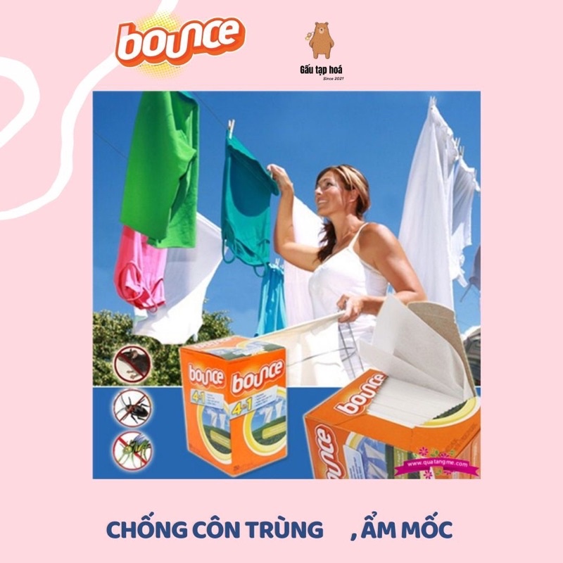 [ Tách lẻ] Giấy thơm quần áo Bounce Mỹ - Làm thơm quần áo và loại bỏ mùi ẩm mốc  - shop Gấu tạp hoá