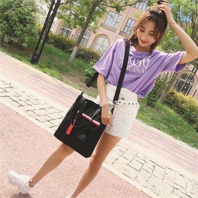 [MẪU 11]Túi Tote Living Travelling Phối Sọc 3 Màu Mới Store4girls
