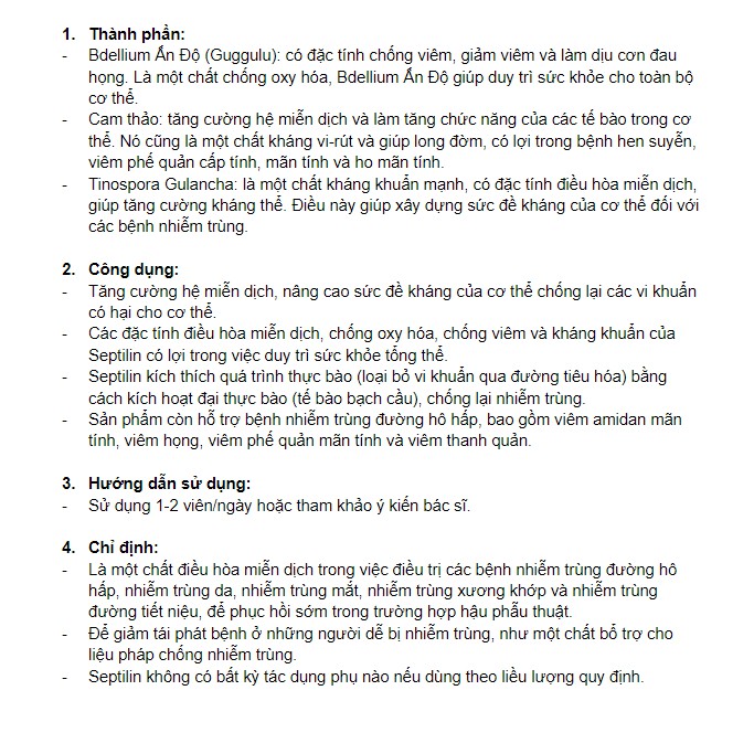 VIÊN UỐNG TĂNG CƯỜNG HỆ MIỄN DỊCH HIMALAYA SEPTILIN