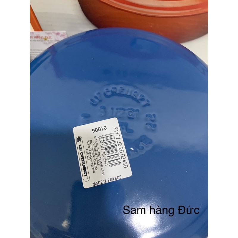SIÊU PHẨM NỒI GANG LECREUSET 20cm màu Xanh Blue Marseille CAO CẤP Sản xuất tại Pháp